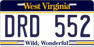 WV license plate DRD552