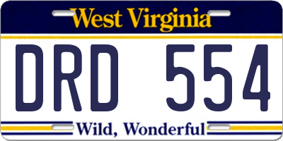 WV license plate DRD554