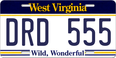 WV license plate DRD555