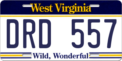 WV license plate DRD557