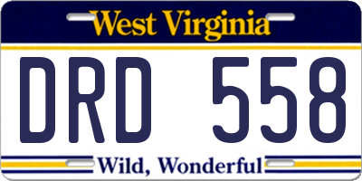 WV license plate DRD558
