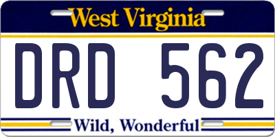 WV license plate DRD562