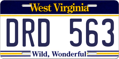 WV license plate DRD563
