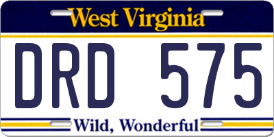 WV license plate DRD575