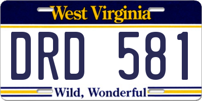 WV license plate DRD581