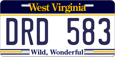 WV license plate DRD583