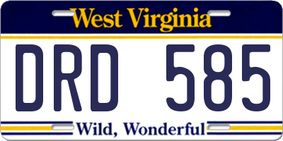 WV license plate DRD585