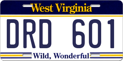 WV license plate DRD601