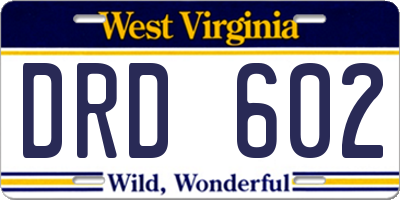 WV license plate DRD602