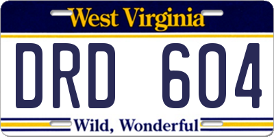 WV license plate DRD604