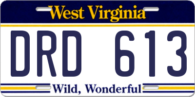 WV license plate DRD613