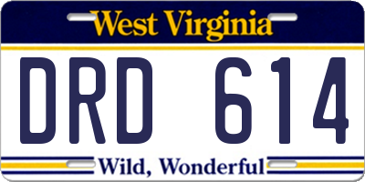 WV license plate DRD614