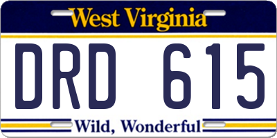 WV license plate DRD615