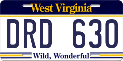 WV license plate DRD630