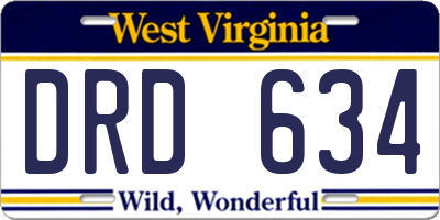 WV license plate DRD634