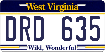 WV license plate DRD635