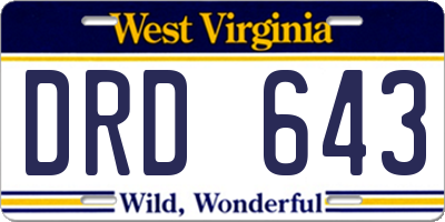 WV license plate DRD643
