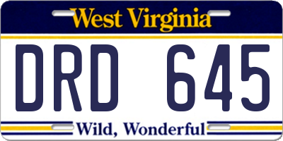 WV license plate DRD645