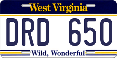 WV license plate DRD650