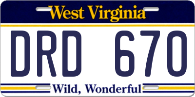WV license plate DRD670