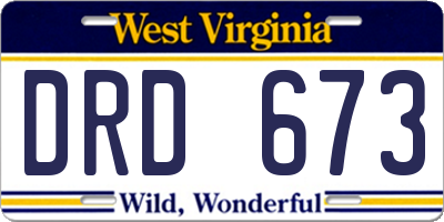 WV license plate DRD673