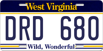 WV license plate DRD680