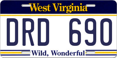 WV license plate DRD690