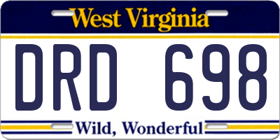 WV license plate DRD698