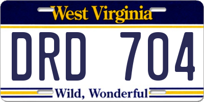 WV license plate DRD704