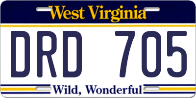 WV license plate DRD705