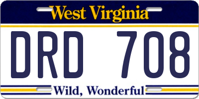 WV license plate DRD708