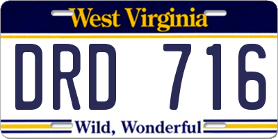 WV license plate DRD716