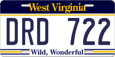 WV license plate DRD722