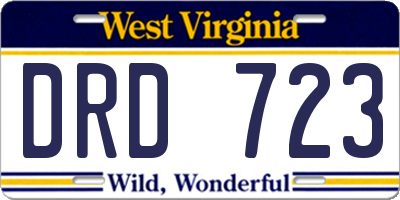 WV license plate DRD723