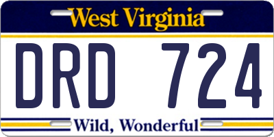 WV license plate DRD724