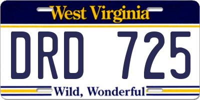 WV license plate DRD725