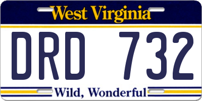 WV license plate DRD732