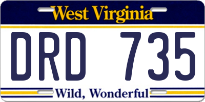 WV license plate DRD735