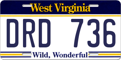 WV license plate DRD736