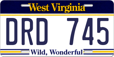 WV license plate DRD745