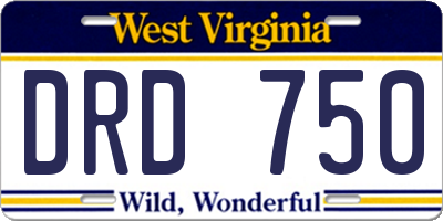 WV license plate DRD750