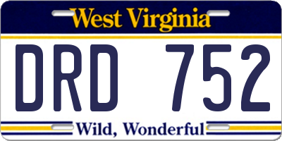 WV license plate DRD752