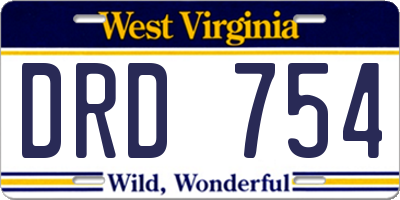WV license plate DRD754