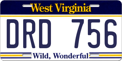 WV license plate DRD756