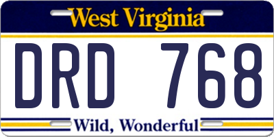 WV license plate DRD768