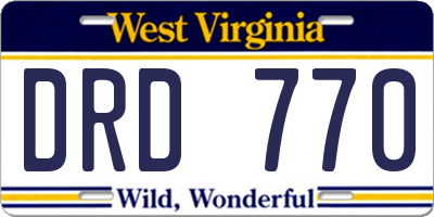 WV license plate DRD770