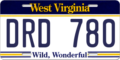 WV license plate DRD780