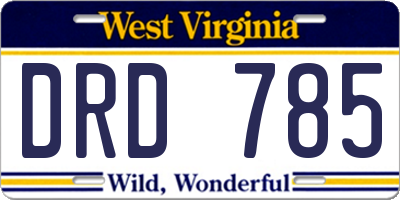 WV license plate DRD785