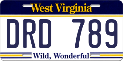 WV license plate DRD789