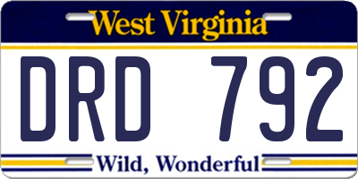 WV license plate DRD792